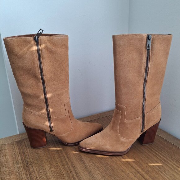 Franco Sarto | Jaxon Mid Calf Suede Boots (Camel) | Women's US 8.5 - Picture 3 of 12